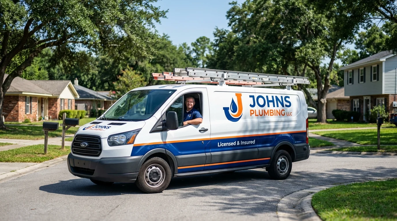 Johns Plumbing LLC service van in Alvarado, TX