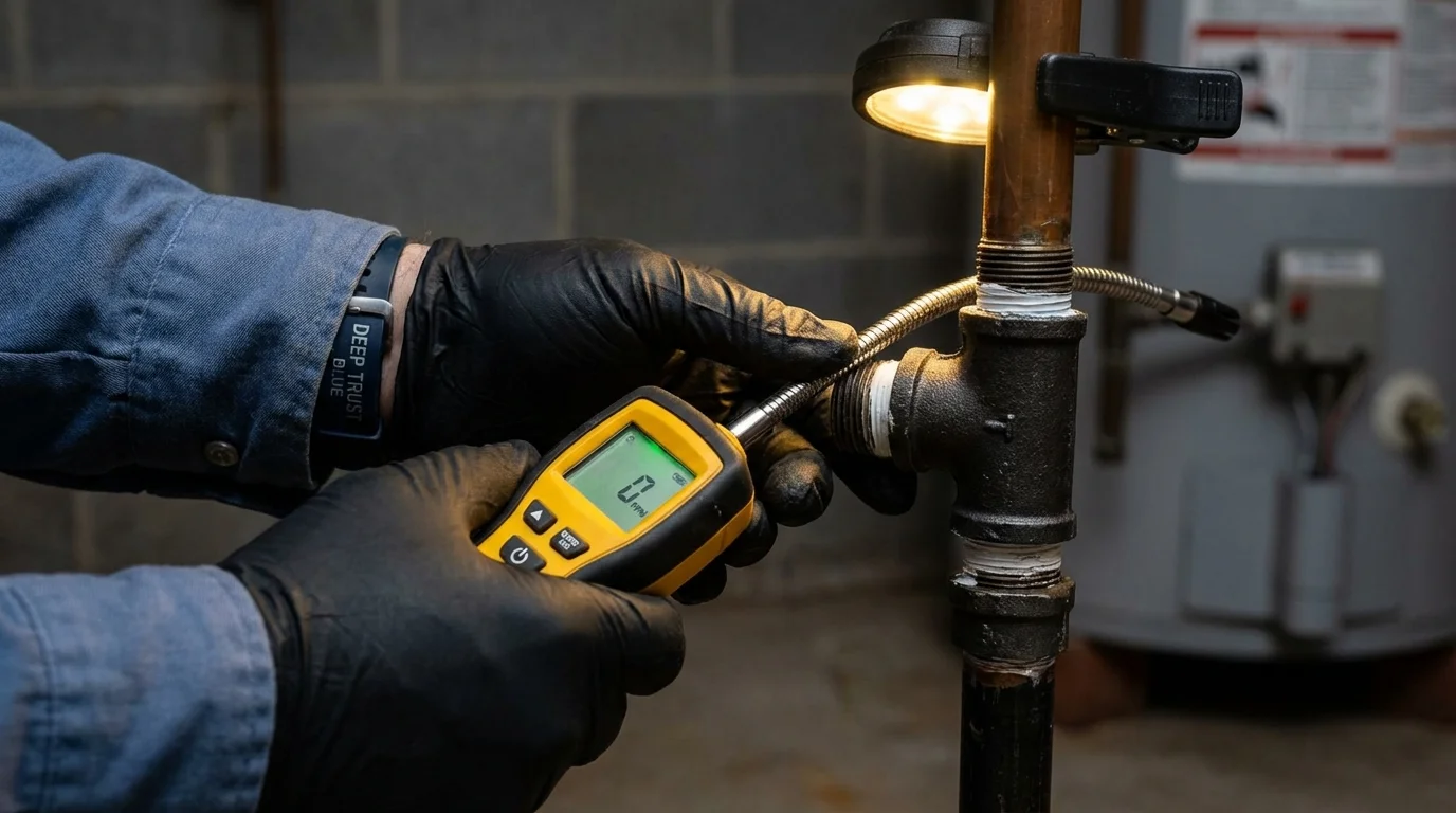 Gas leak detection with electronic sniffer by Johns Plumbing LLC in Alvarado