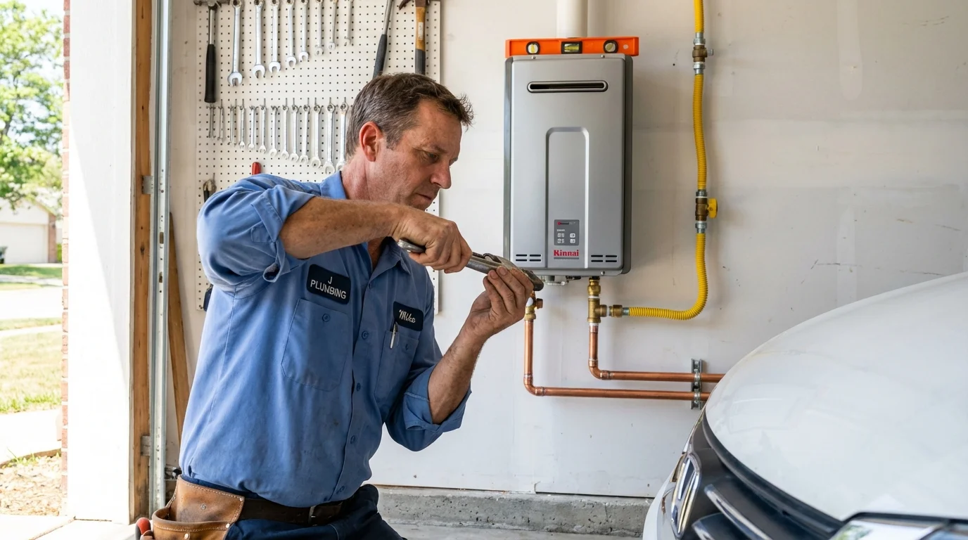 Tankless water heater installation by a Johns Plumbing LLC plumber in Alvarado